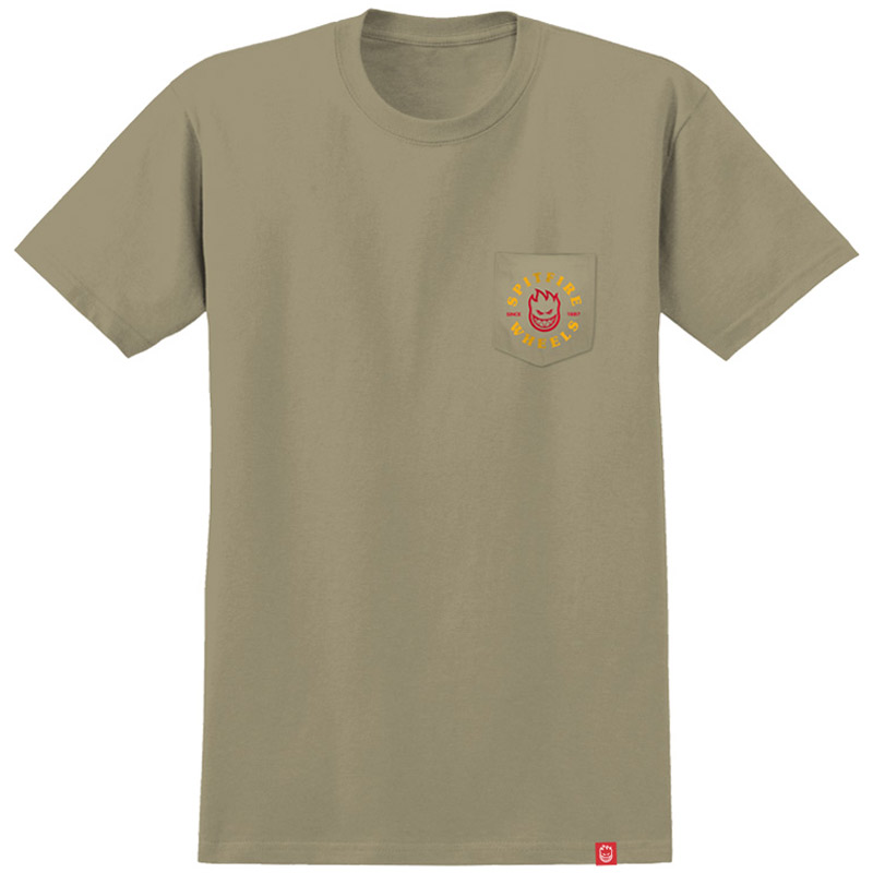 Spitfire Bighead Classic Pocket T-Shirt Sand/Gold/Red Spitfire Bighead Classic Pocket T-Shirt Sand/Gold/Red
