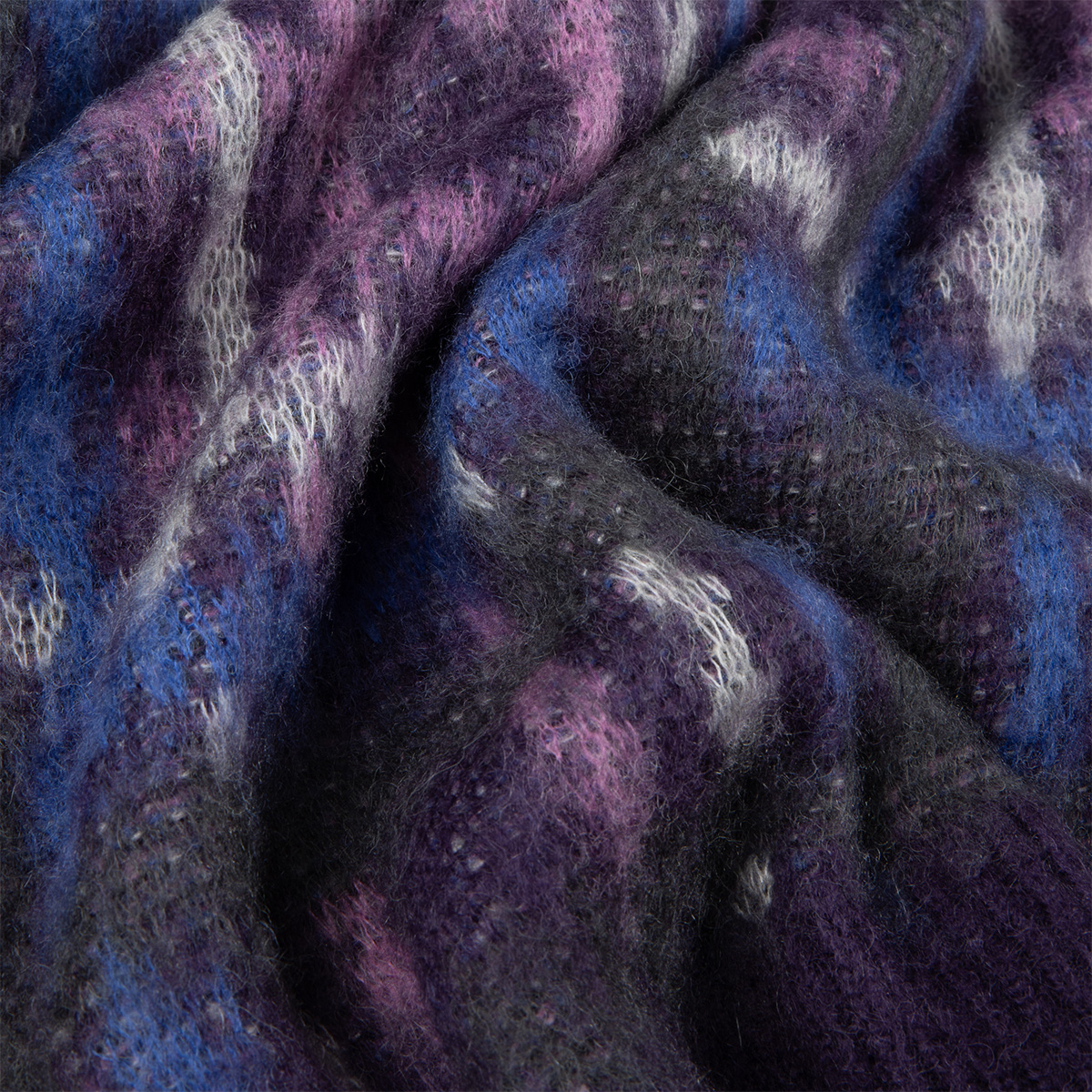 Dime Plaid Mohair Knit Sweater Purple Dime Plaid Mohair Knit Sweater Purple