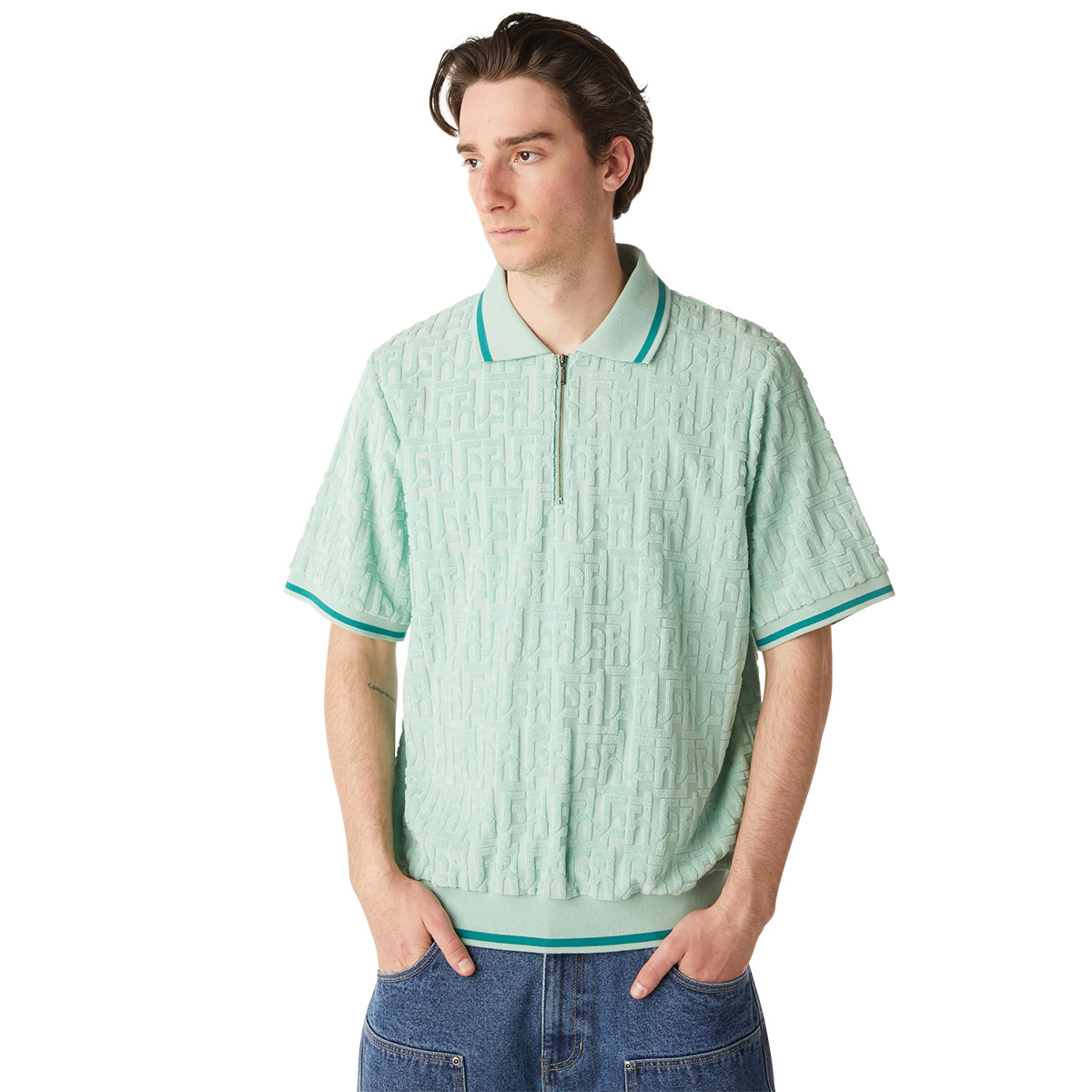 HUF Tether Jacquard Terry Top Jade HUF Tether Jacquard Terry Top Jade