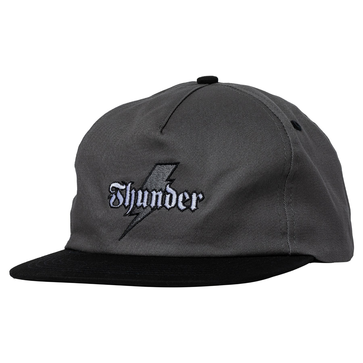 Thunder Bolt Script Snapback Cap Charcoal Thunder Bolt Script Snapback Cap Charcoal