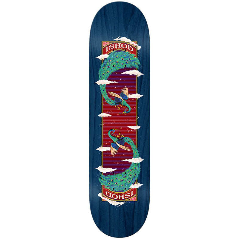 Real Ishod Feathers Twin Tail Skateboard Deck Blue 8.5 Real Ishod Feathers Twin Tail Skateboard Deck Blue 8.5