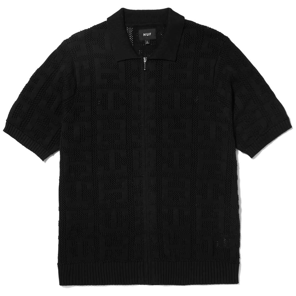 HUF Monogram Jacquard Zip Sweater Black