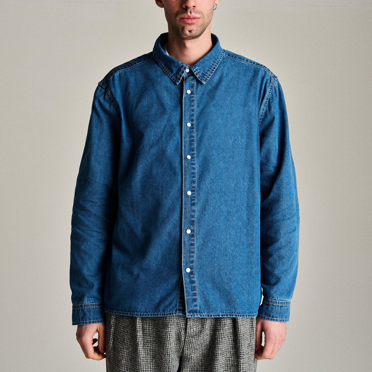 POP Applique Logo Denim Shirt Rinsed Denim POP Applique Logo Denim Shirt Rinsed Denim