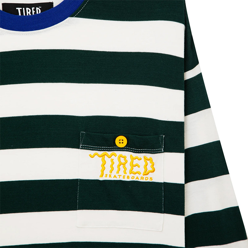 Tired Squiggly Logo Striped pocket Longsleeve T-Shirt Purple/Forest Tired Squiggly Logo Striped pocket Longsleeve T-Shirt Purple/Forest