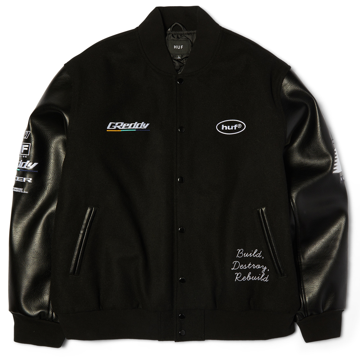 HUF x Greddy Varsity Jacket Black