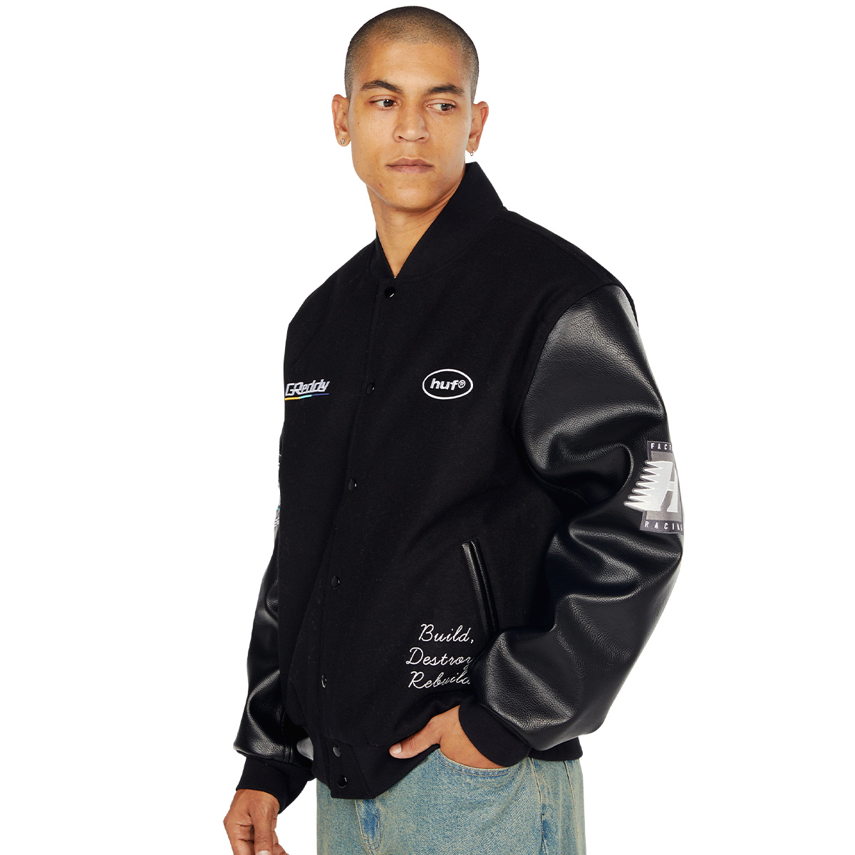 HUF x Greddy Varsity Jacket Black