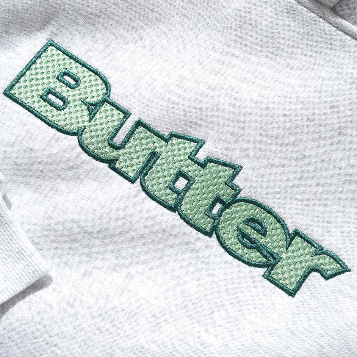 Butter Goods Textured Logo Hooded Sweater Ash Butter Goods Textured Logo Hooded Sweater Ash