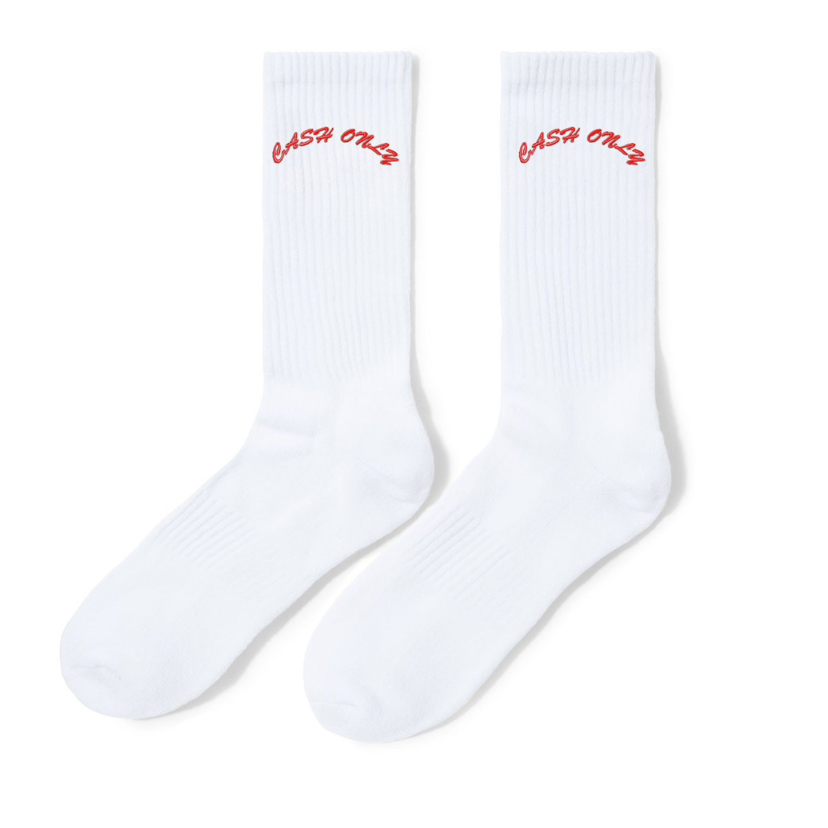 Cash Only Logo Crew Socks White