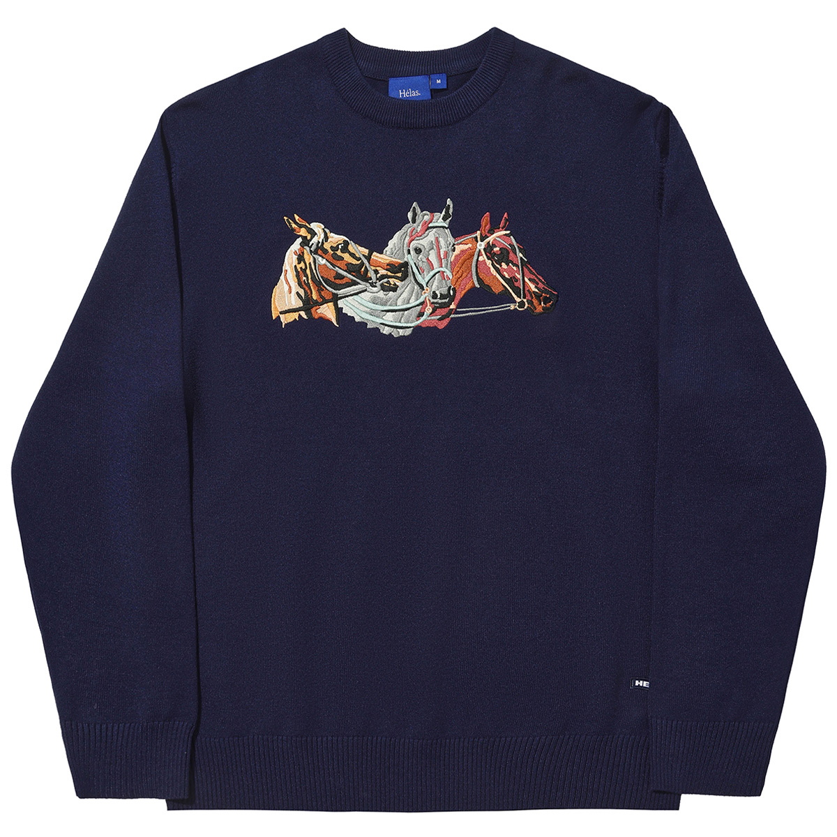 Helas Horses Crewneck Knit Sweater Navy