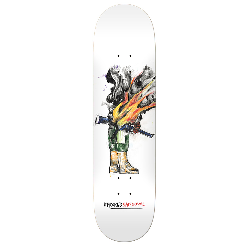 Krooked Sandoval At Ease Skateboard Deck White 8.5