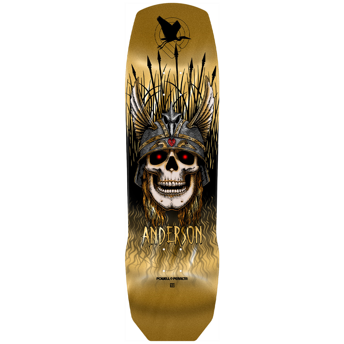 Powell Peralta Andy Anderson Heron 03 Skateboard Deck Gold Foil 9.13 Powell Peralta Andy Anderson Heron 03 Skateboard Deck Gold Foil 9.13