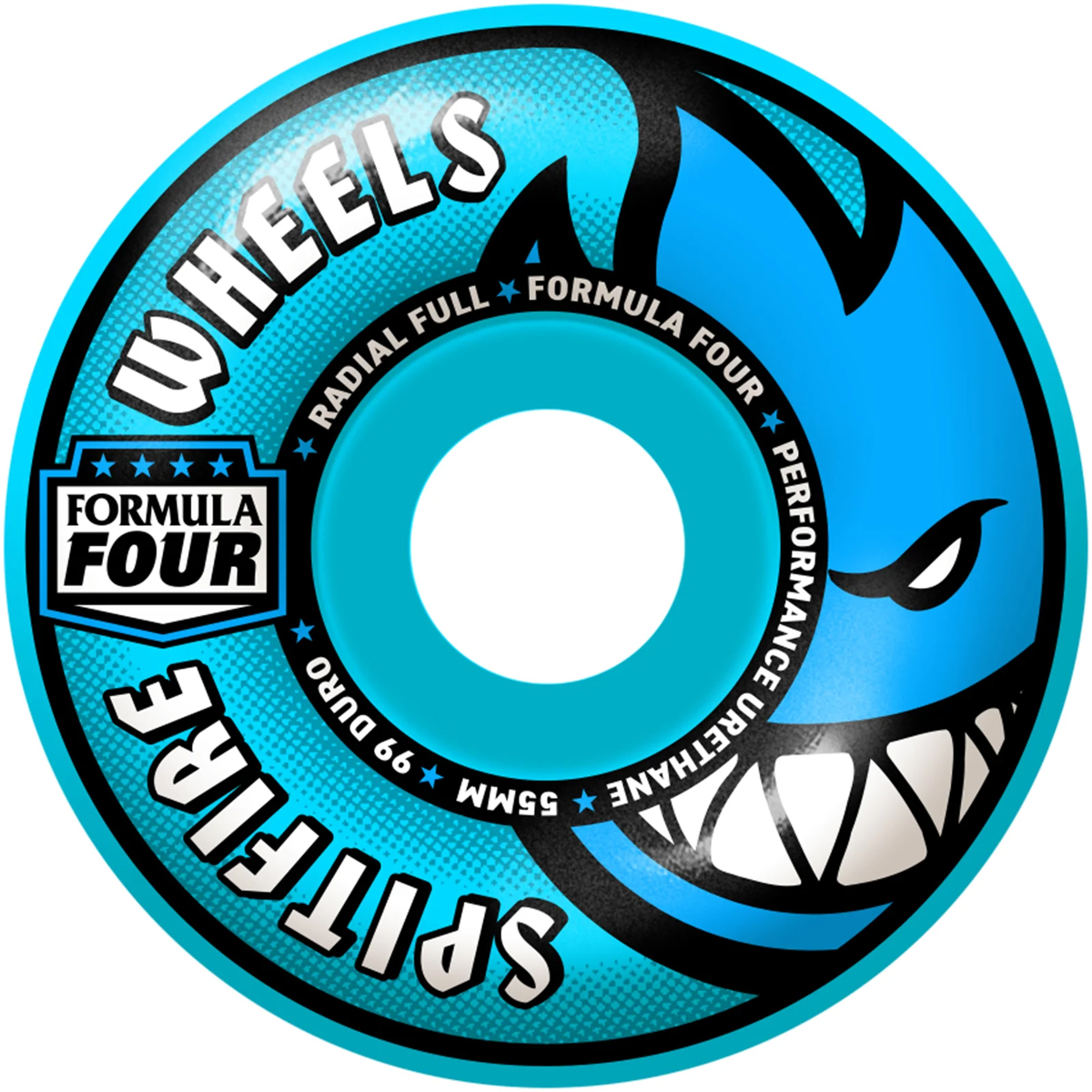 Spitfire Formula Four Team Colors Radial Full Wheels Light Blue 99D 55mm