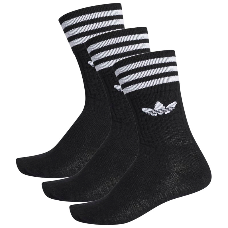 adidas Solid Crew Socks Black/White 3-Pack