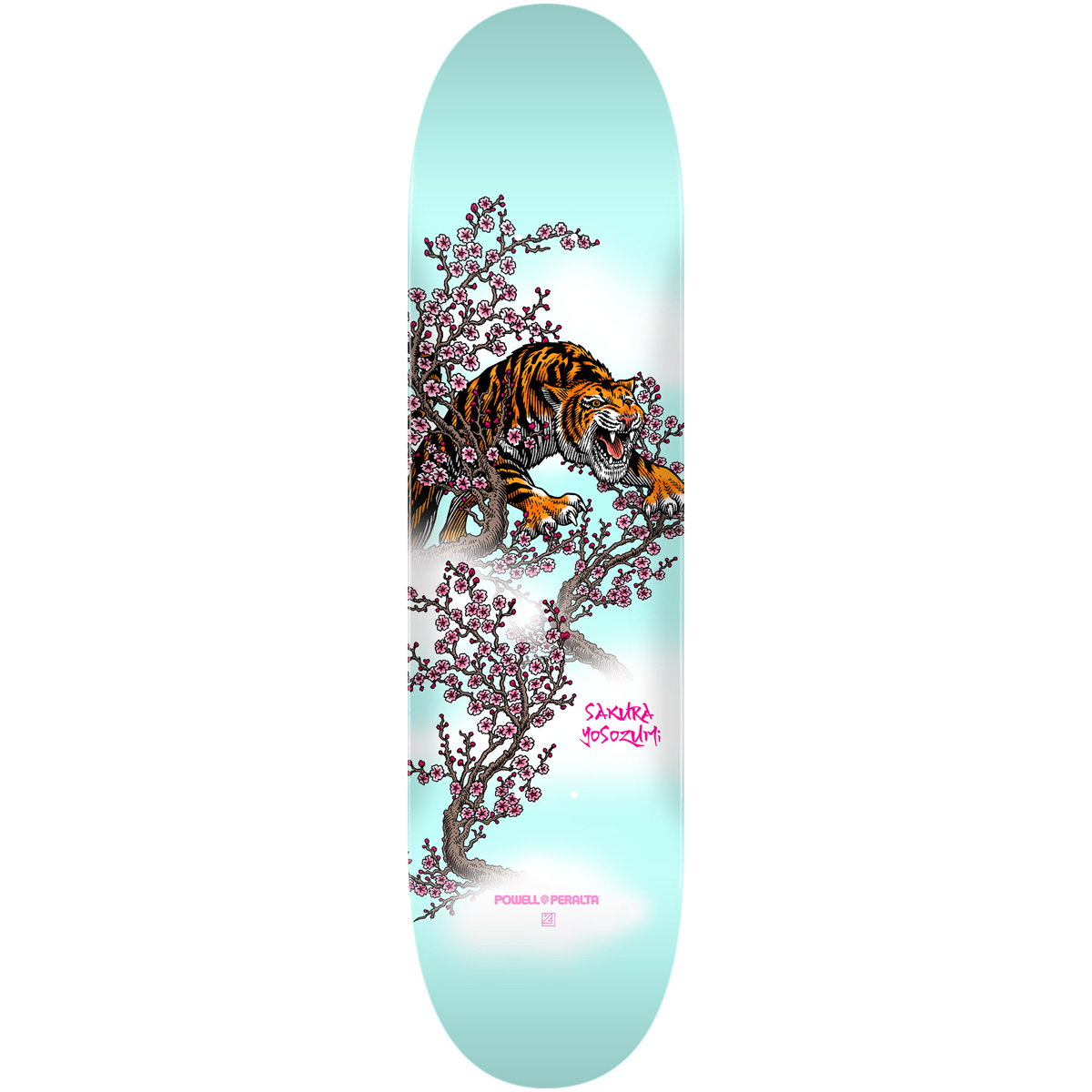 Powell Peralta Sakura Tiger Shape 248 Skateboard Deck Light Blue 8.25