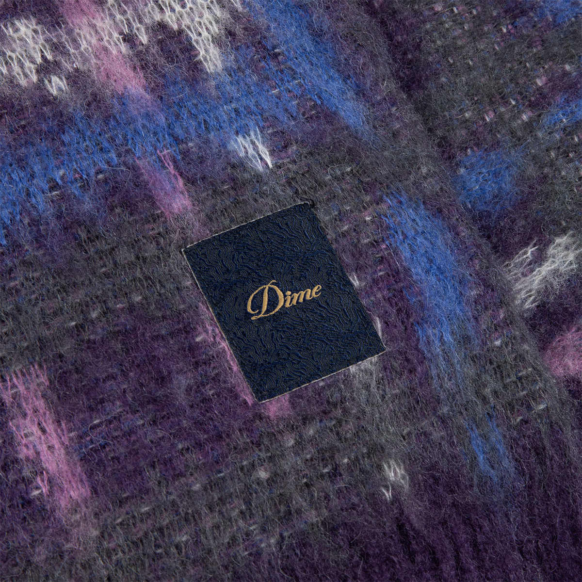 Dime Plaid Mohair Knit Sweater Purple
