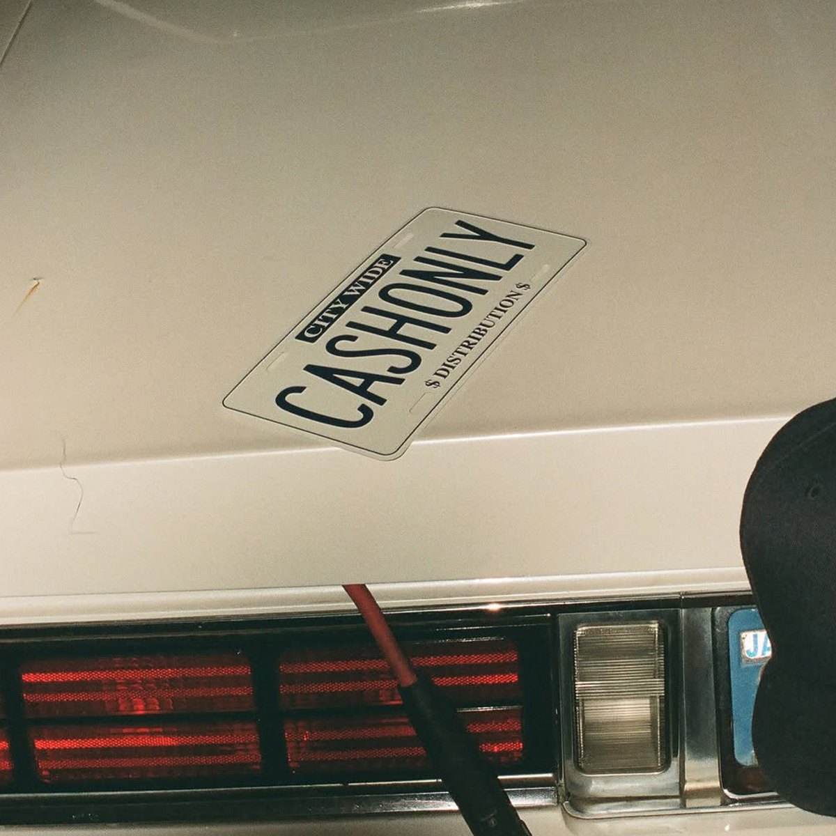 Cash Only License Plate White