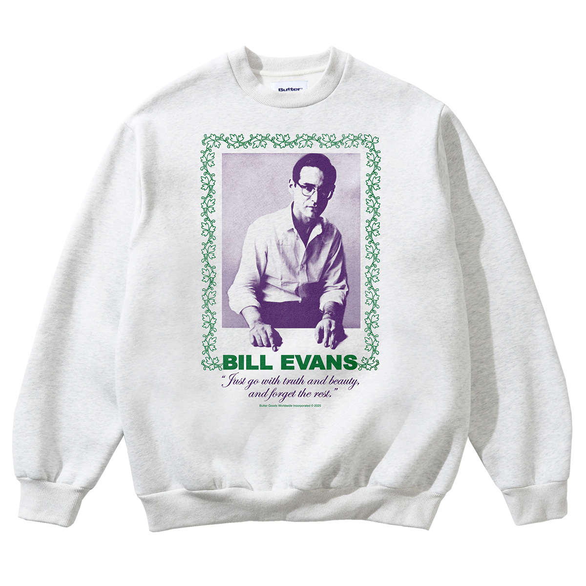Butter Goods x Bill Evans Truth & Beauty Crewneck Sweater Ash