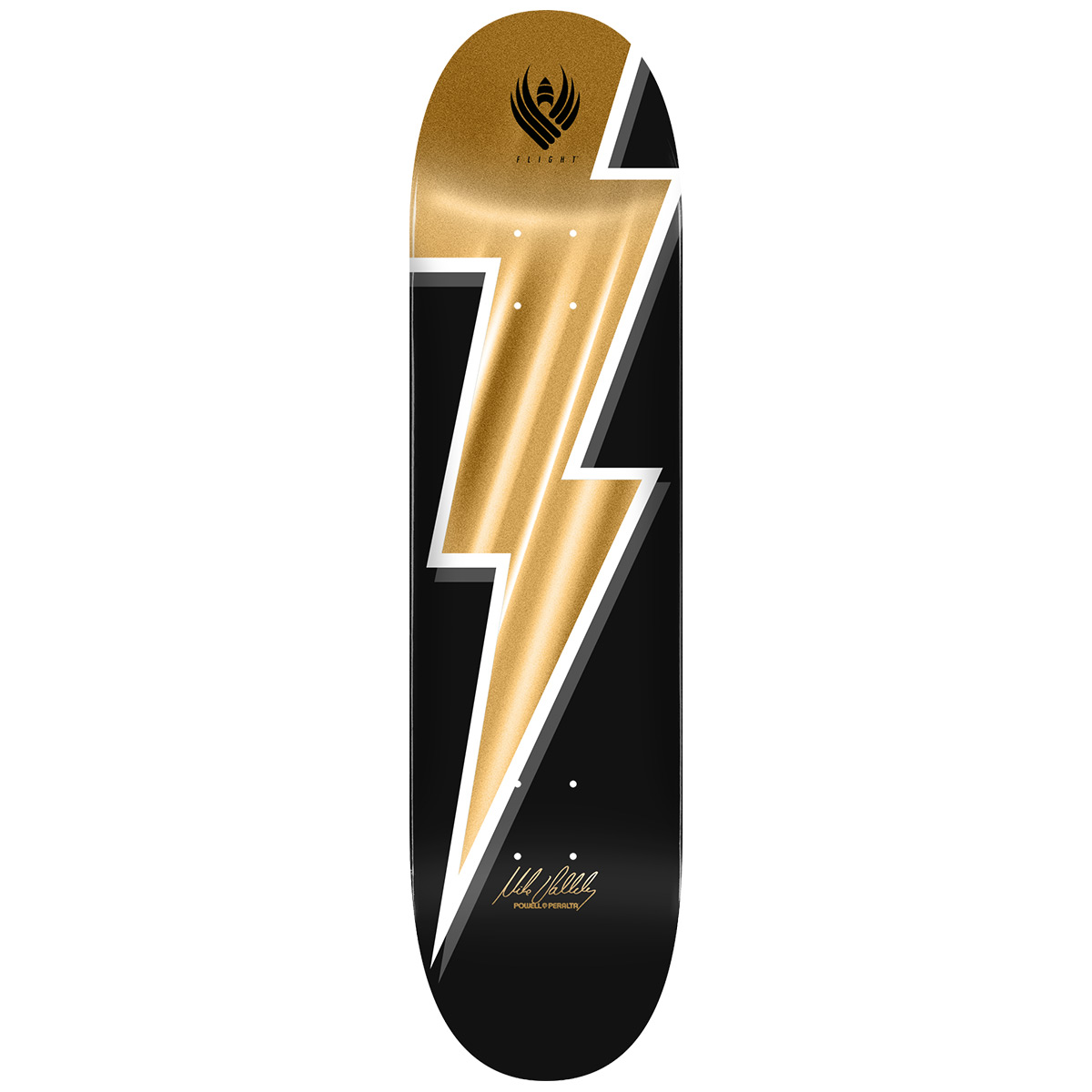 Powell Peralta Flight Mike Vallely Lightning Bolt  Skateboard Deck Gold Foil 8.5