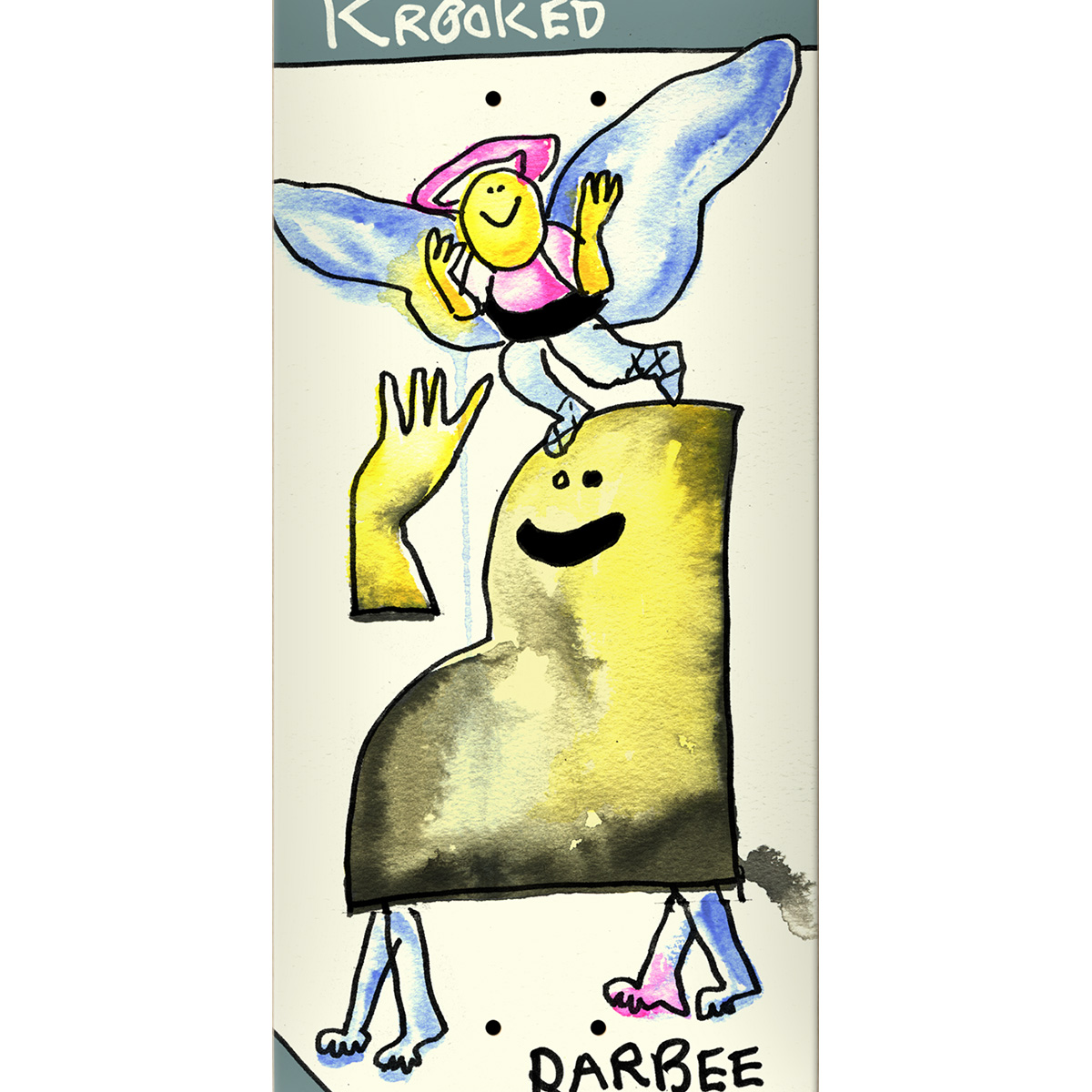 Krooked Barbee Watercolor Angel Skateboard Deck 8.5 Krooked Barbee Watercolor Angel Skateboard Deck 8.5