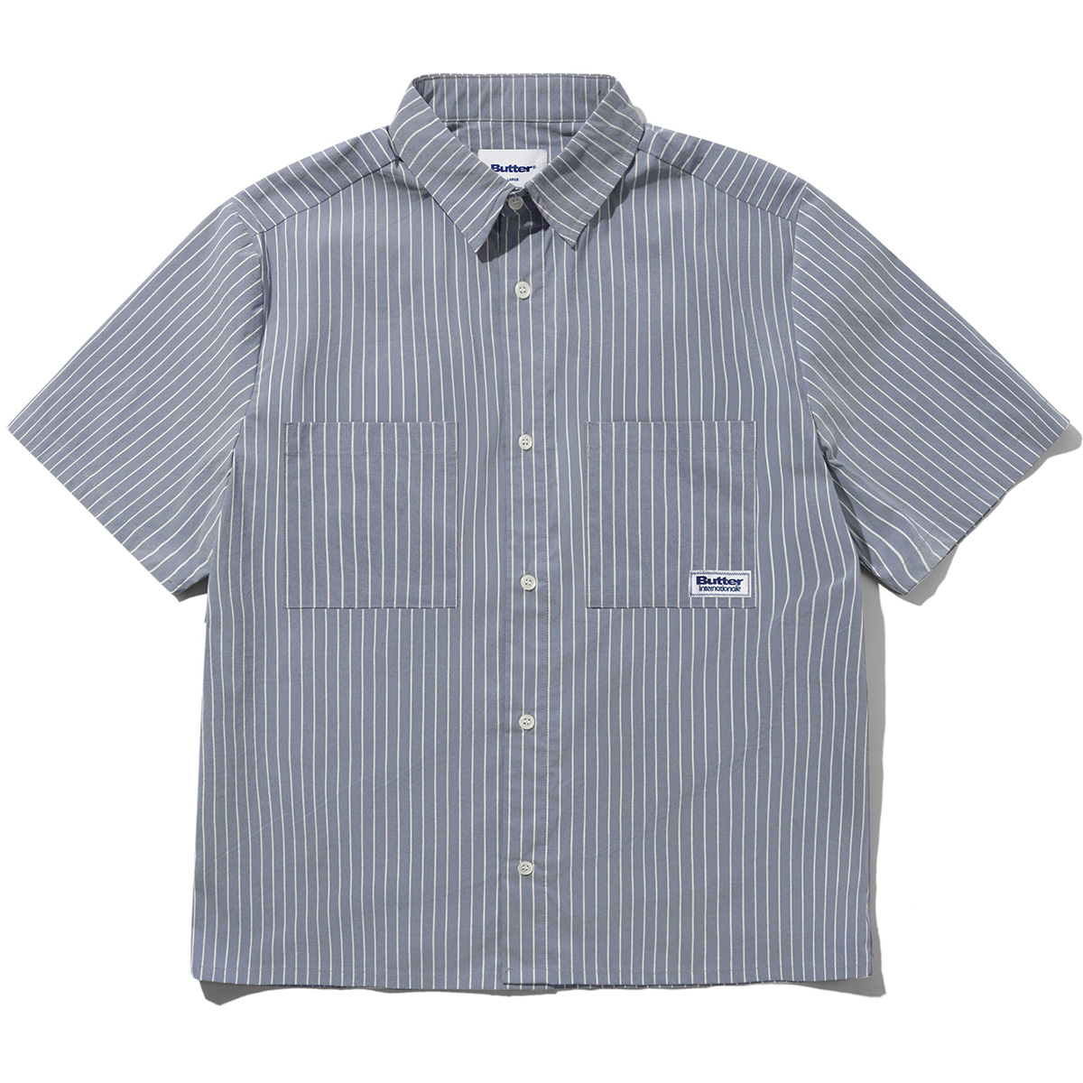 Butter Goods Vertical Stripe Shirt Stone Blue