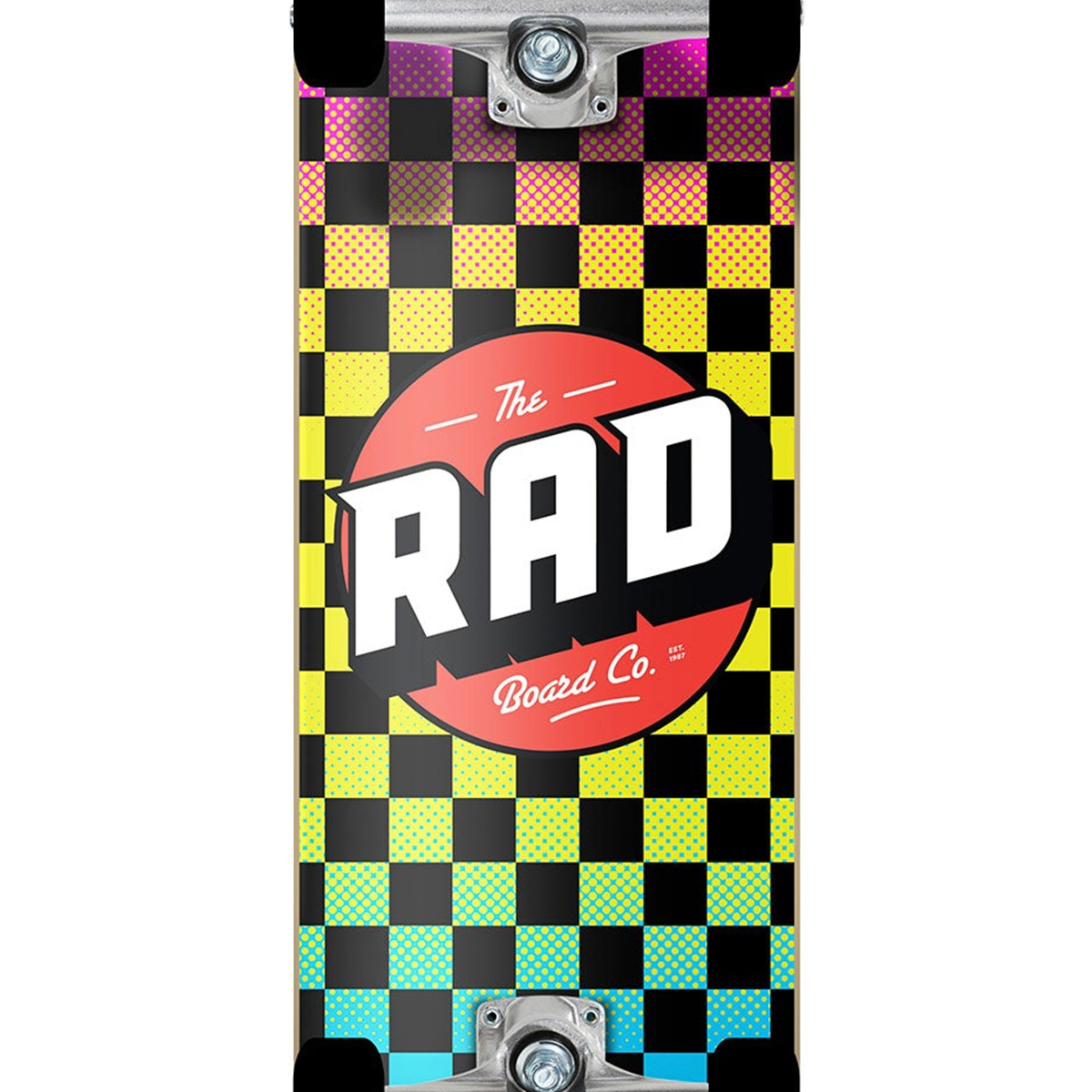 Rad Checkers Dude Crew Complete Skateboard Neon Fade 7.75