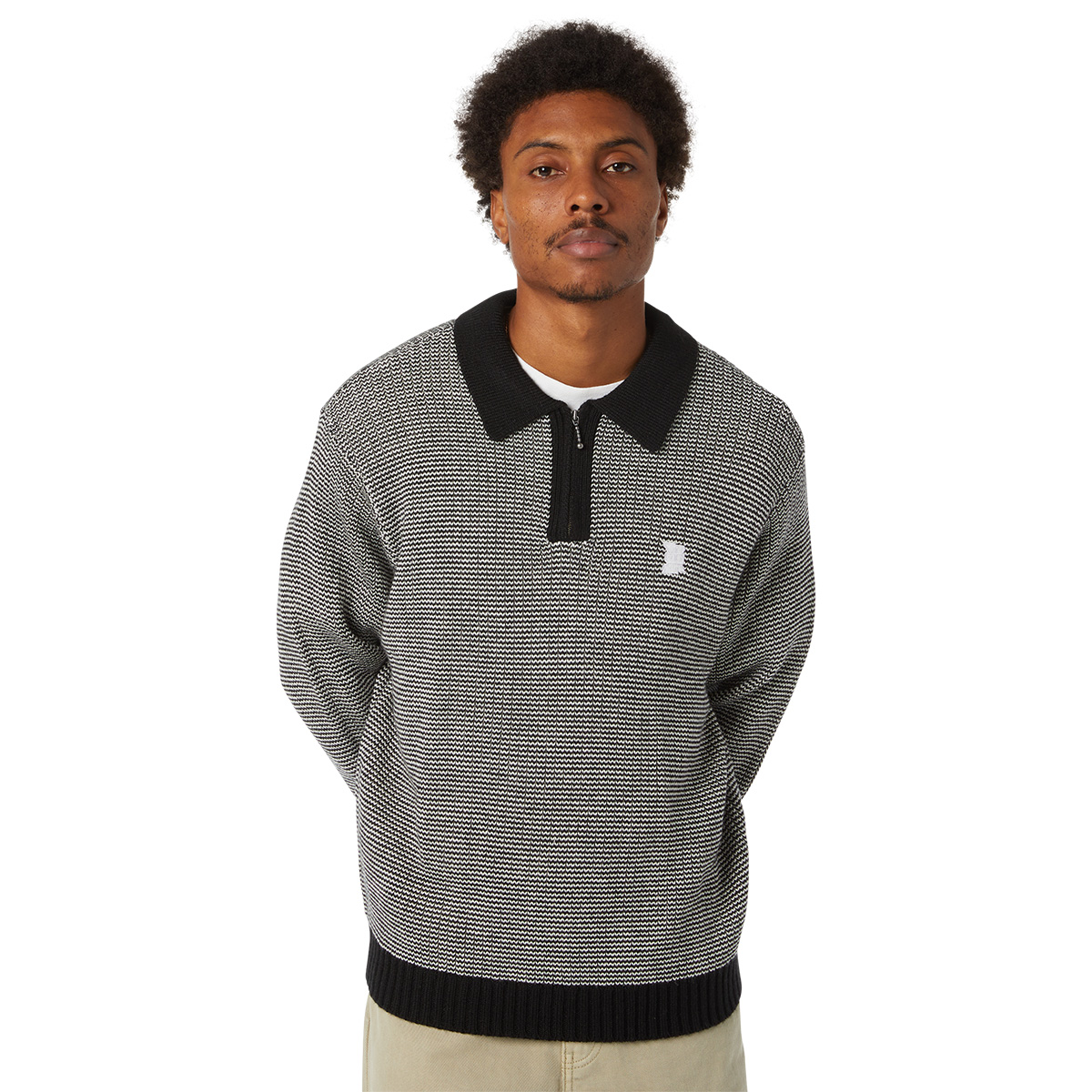 HUF Megablast Two Tone Waffle Sweater Black/White