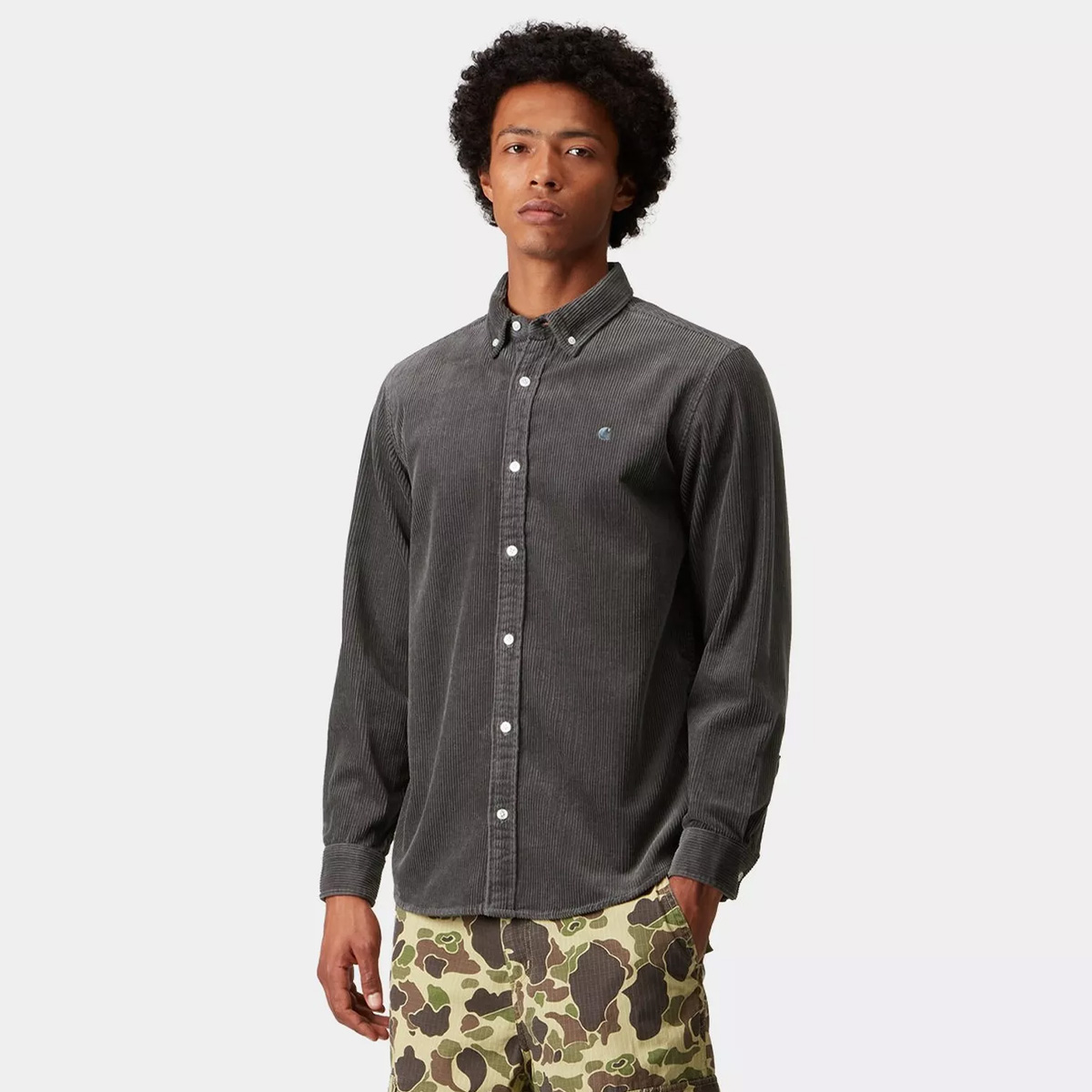 Carhartt WIP Madison Cord Longsleeve Shirt Graphite/Graphite Carhartt WIP Madison Cord Longsleeve Shirt Graphite/Graphite