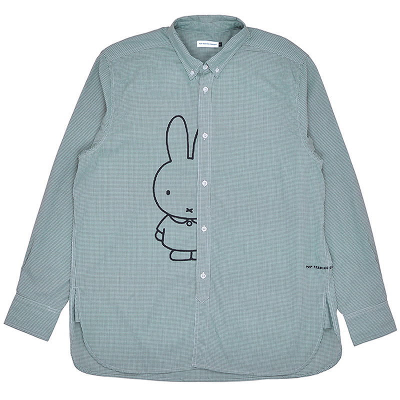 Pop Trading Company X Miffy Gingham Button Down Shirt Green
