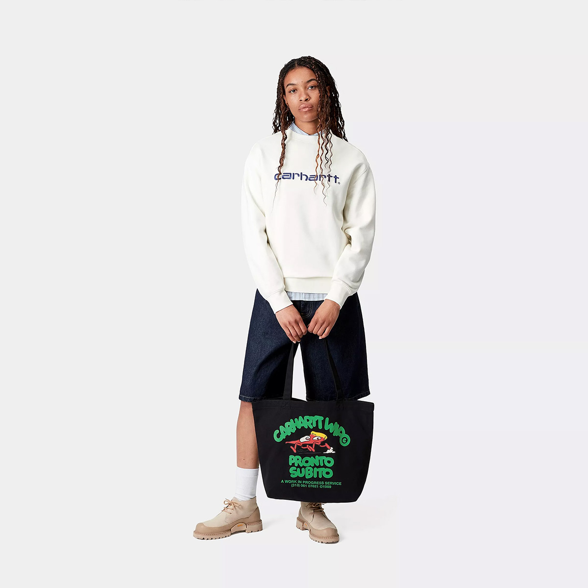 Carhartt WIP Canvas Graphic Tote Bag Pronto Print Black Carhartt WIP Canvas Graphic Tote Bag Pronto Print Black