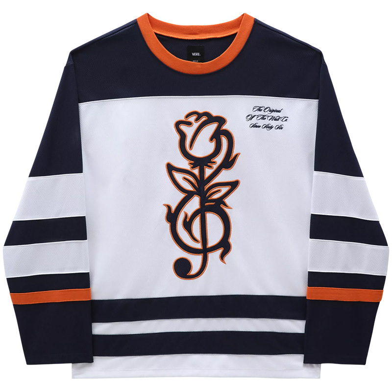 Vans Treble Rose Hockey Jersey White/Dress Blue | Skatestore Vans Treble Rose Hockey Jersey White/Dress Blue | Skatestore