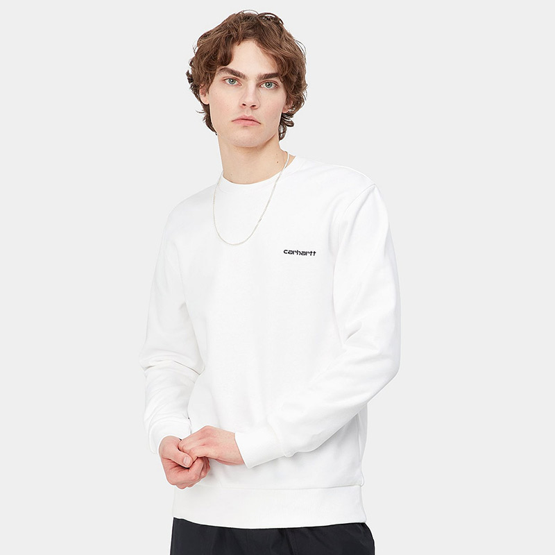 Carhartt WIP Script Embroidery Sweater White Black XL 1128982 XL