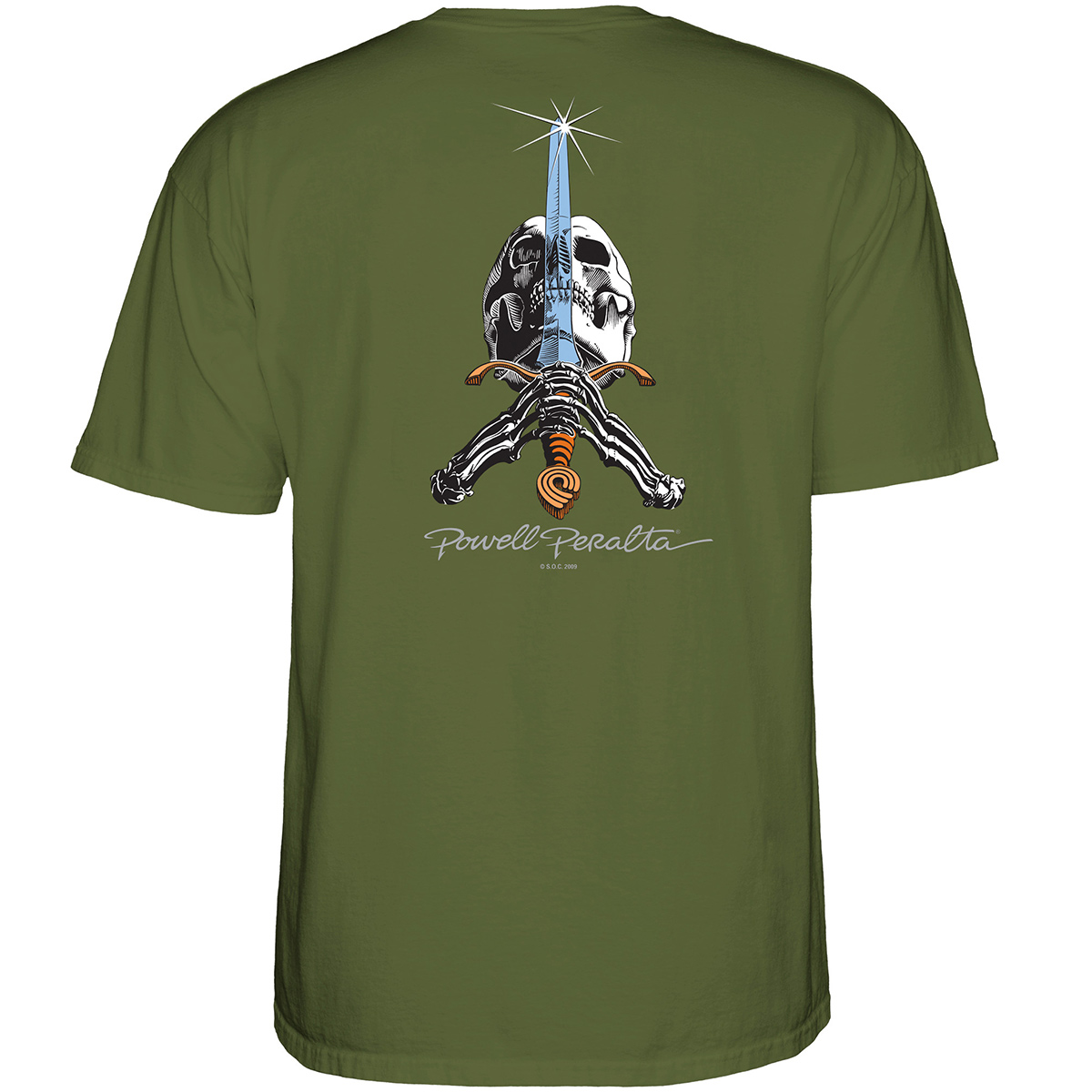 Powell Peralta Skull and Sword T-Shirt Military Green Powell Peralta Skull and Sword T-Shirt Military Green