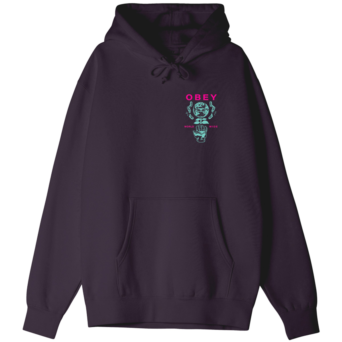 Obey Helping Hand Hooded Sweater Plum Perfect