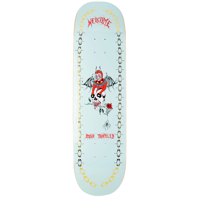 Welcome Angel Ryan Townley Pro Model on Enenra Skateboard Deck Light Teal/Gold Foil 8.6