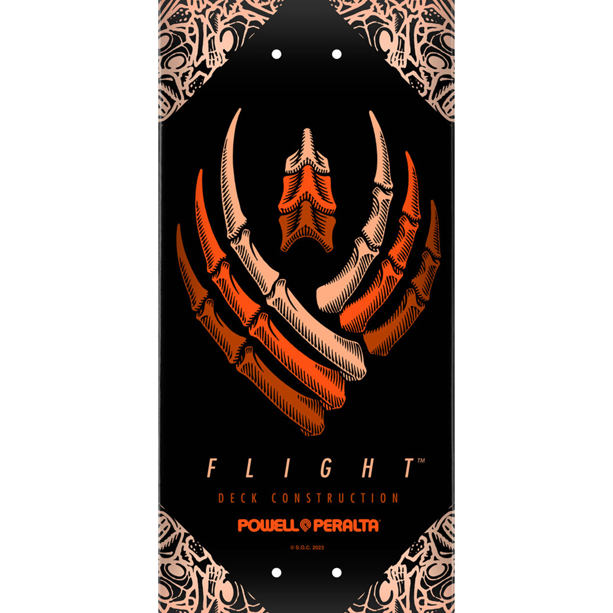 Powell Peralta Bones Flight Skateboard Deck 8.5 Orange