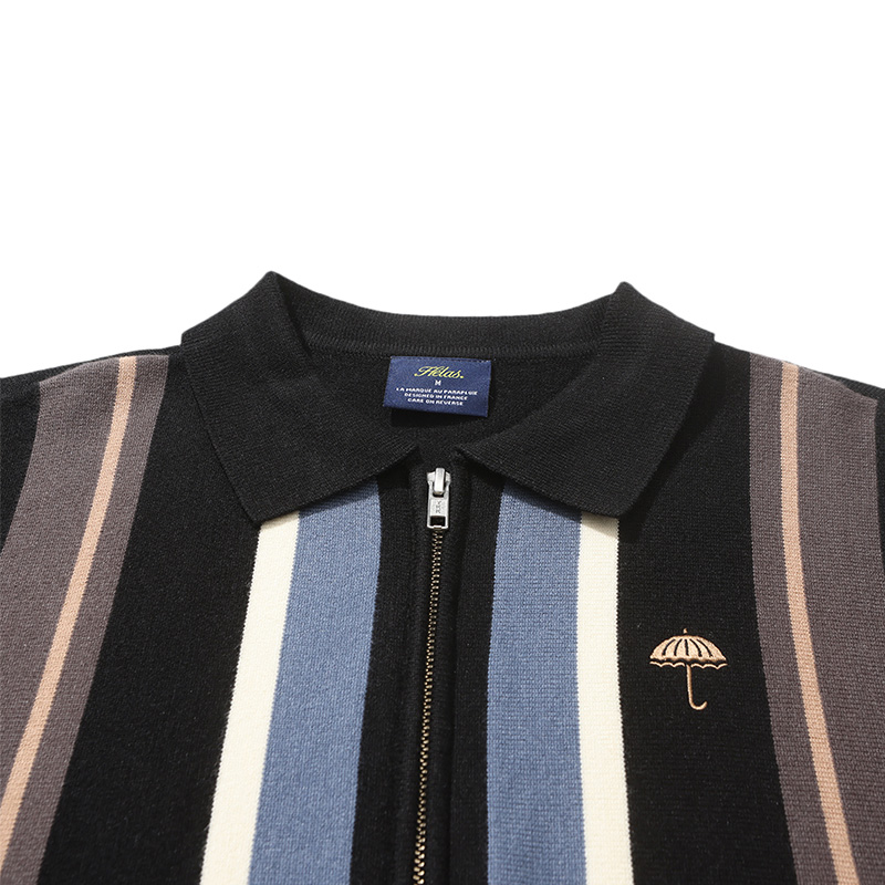 Helas Bundy Full Zip Knit Polo Black Helas Bundy Full Zip Knit Polo Black