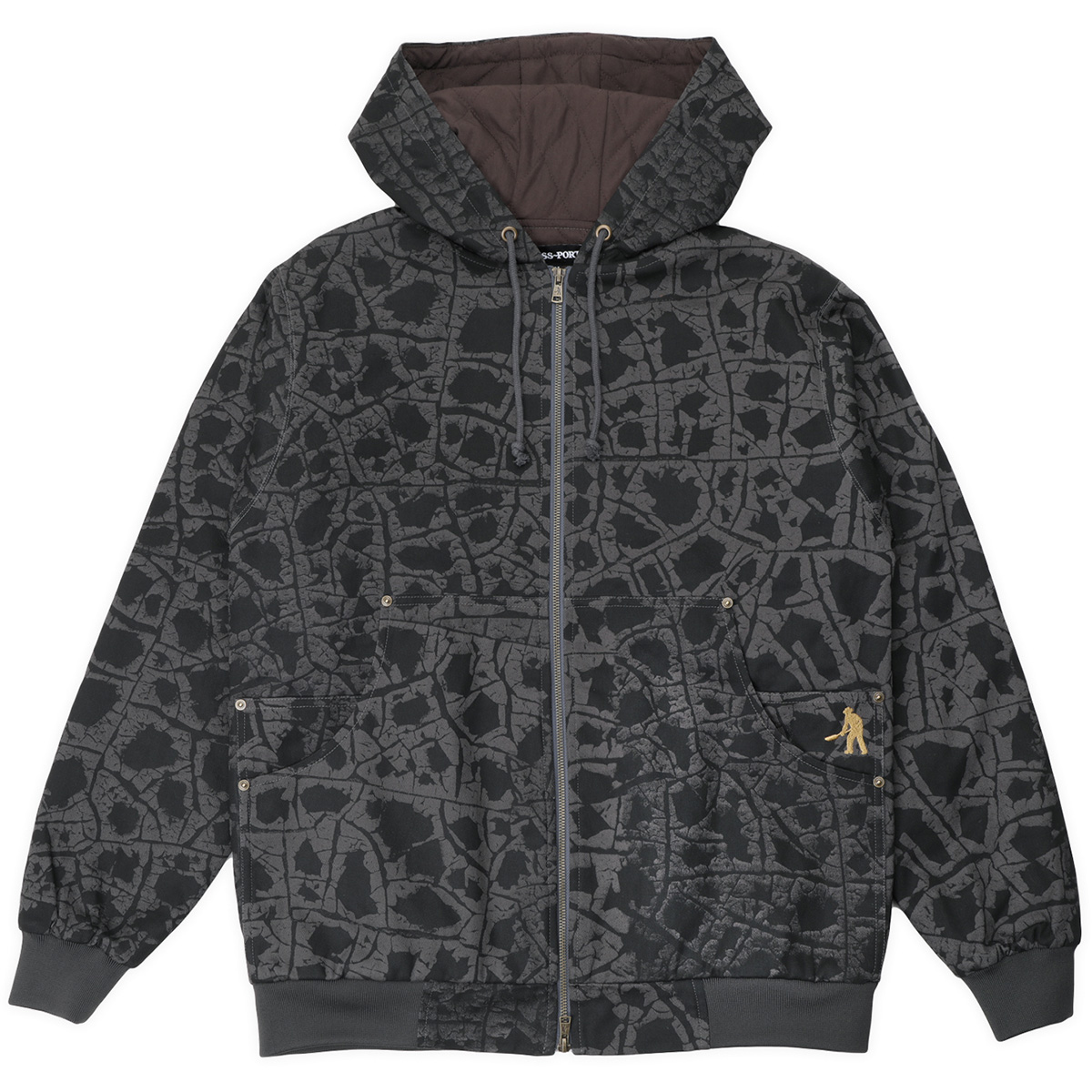 Pass Port Weathered Diggers Club Zip Hooded Jacket Black