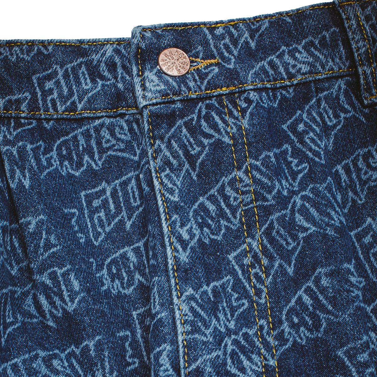 Fucking Awesome Baggy Pleated Denim Laser Stamp Shorts Blue Fucking Awesome Baggy Pleated Denim Laser Stamp Shorts Blue