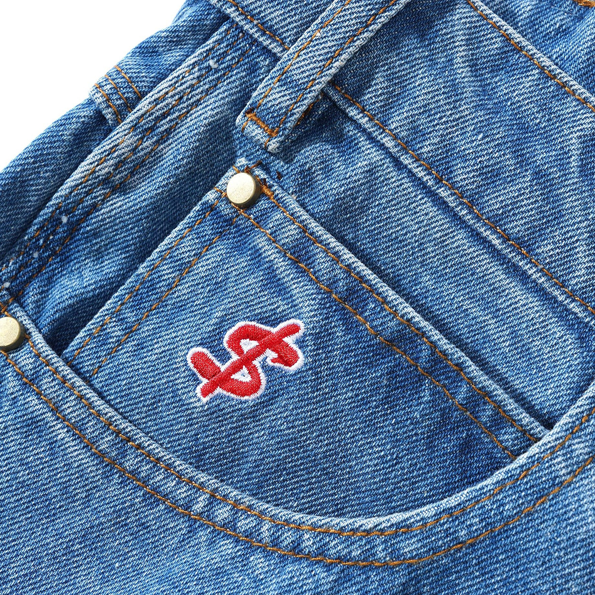 Cash Only Logo Denim Short Washed Indigo Cash Only Logo Denim Short Washed Indigo