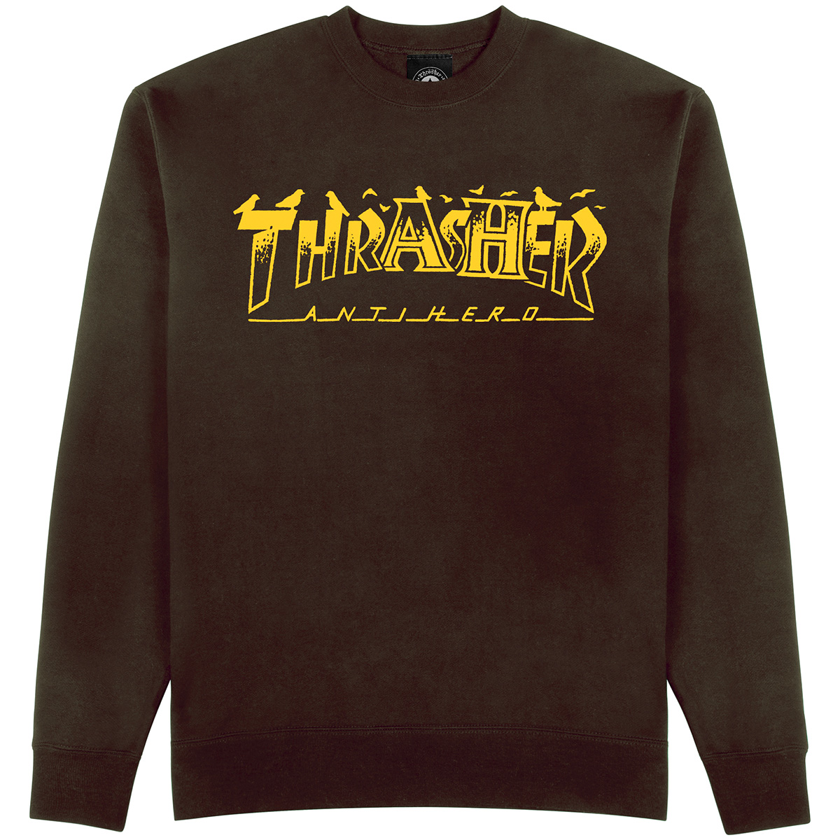 Thrasher X Anti Hero Pigeon Mag Crewneck Dark Chocolate Thrasher X Anti Hero Pigeon Mag Crewneck Dark Chocolate