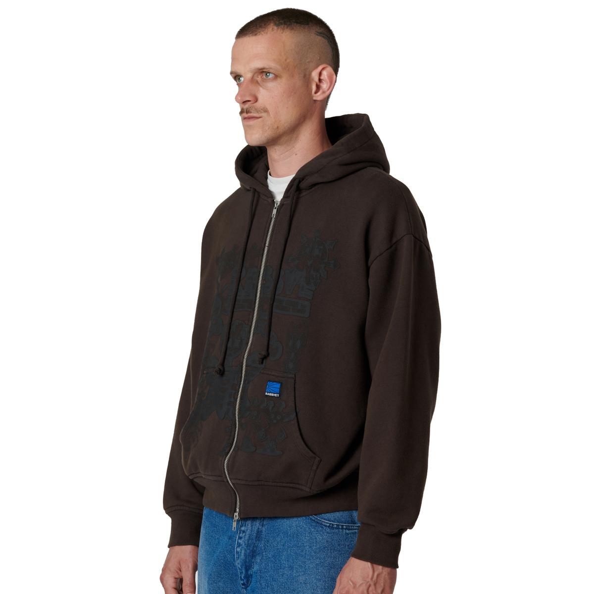Rassvet Collage Zip Hooded Sweater Knit Brown