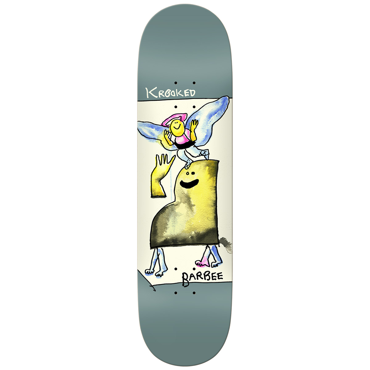 Krooked Barbee Watercolor Angel Skateboard Deck 8.5 Krooked Barbee Watercolor Angel Skateboard Deck 8.5