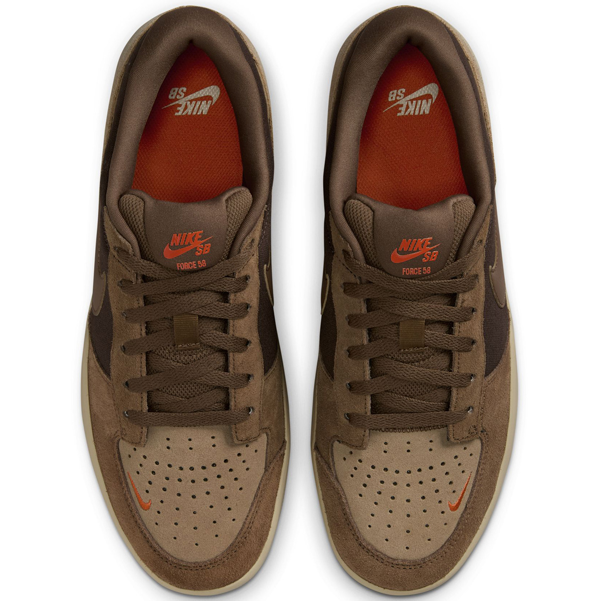 Nike SB Force 58 Baroque Brown/Mosswood Brown-Parachute Beige-Desert Khaki-Campfire Orange Nike SB Force 58 Baroque Brown/Mosswood Brown-Parachute Beige-Desert Khaki-Campfire Orange