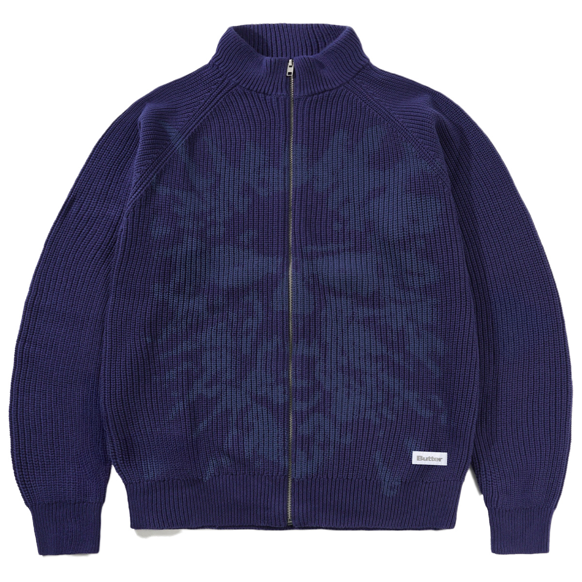 Butter Goods Shout Zip-Thru Knit Sweater Dark Blue