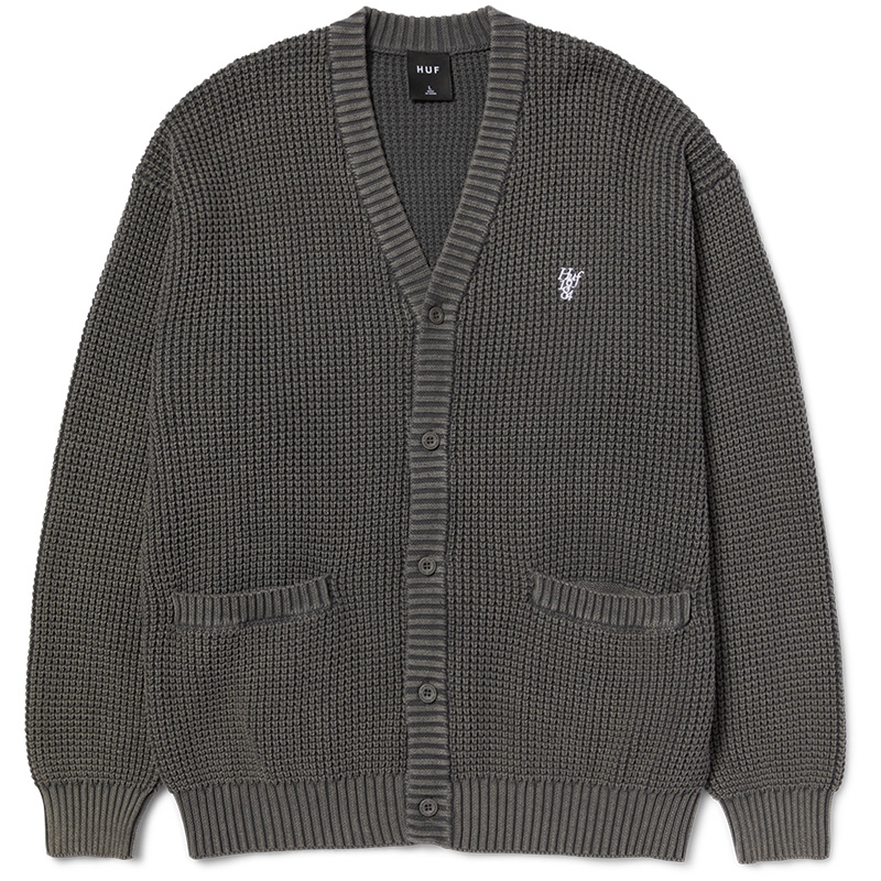 HUF Coolidge Waffle Cardigan Sweater Black