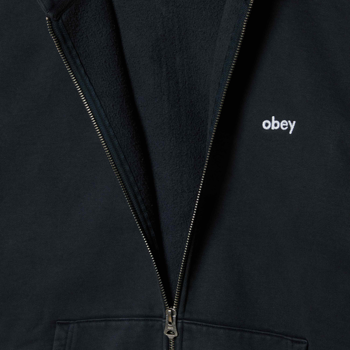 Obey Lowercase Pigment Zip Hooded Sweater Pigment Dark Navy