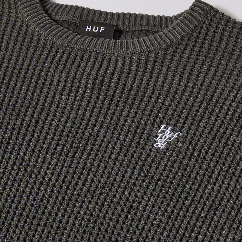 HUF Filmore Waffle Knit Sweater Black HUF Filmore Waffle Knit Sweater Black