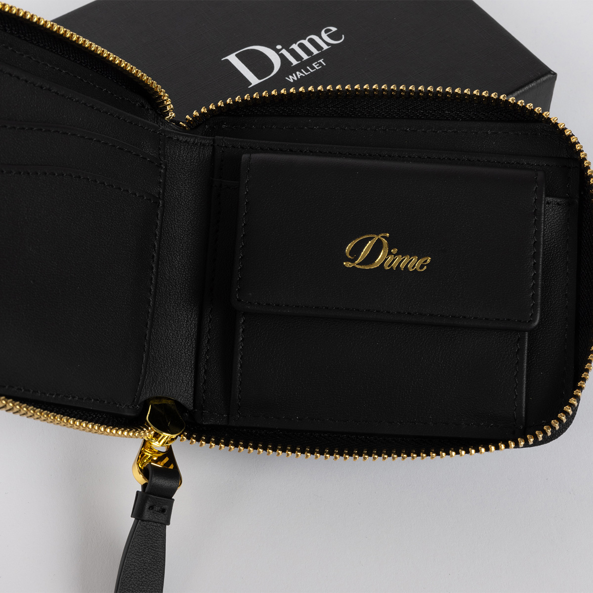 Dime Cursive Zip Wallet Black