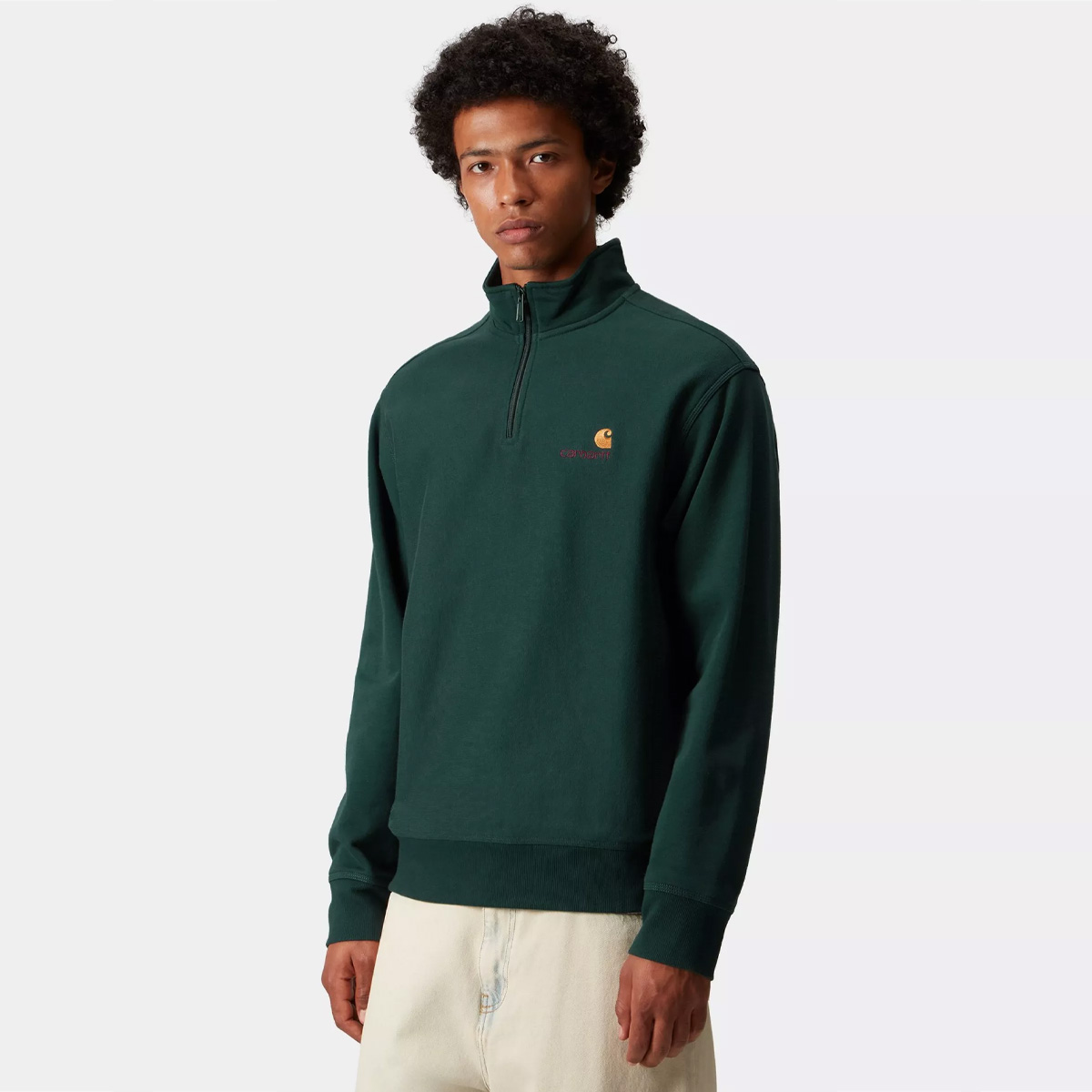 Carhartt WIP Half Zip American Script Sweater Dark Fir Carhartt WIP Half Zip American Script Sweater Dark Fir