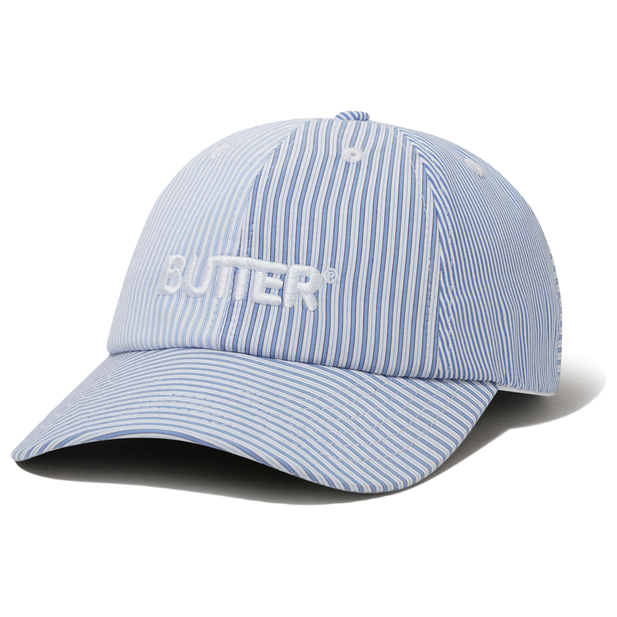 Butter Goods Rounded Logo 6 Panel Cap French Blue Stripe